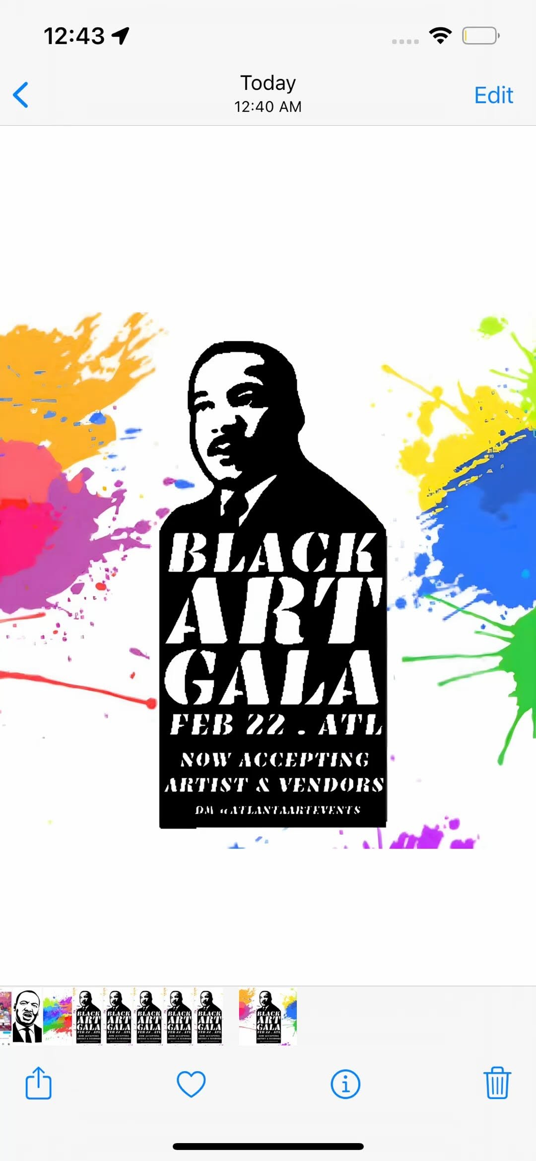 Flyer Graphic Black Art Gala on February 22nd in Atlanta