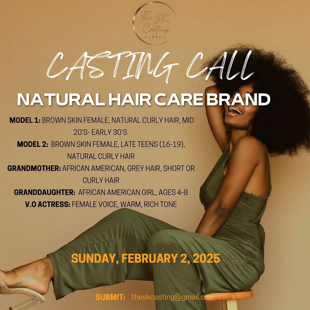 Flyer Graphic for Casting Call with Hair Care Brand in Atlanta