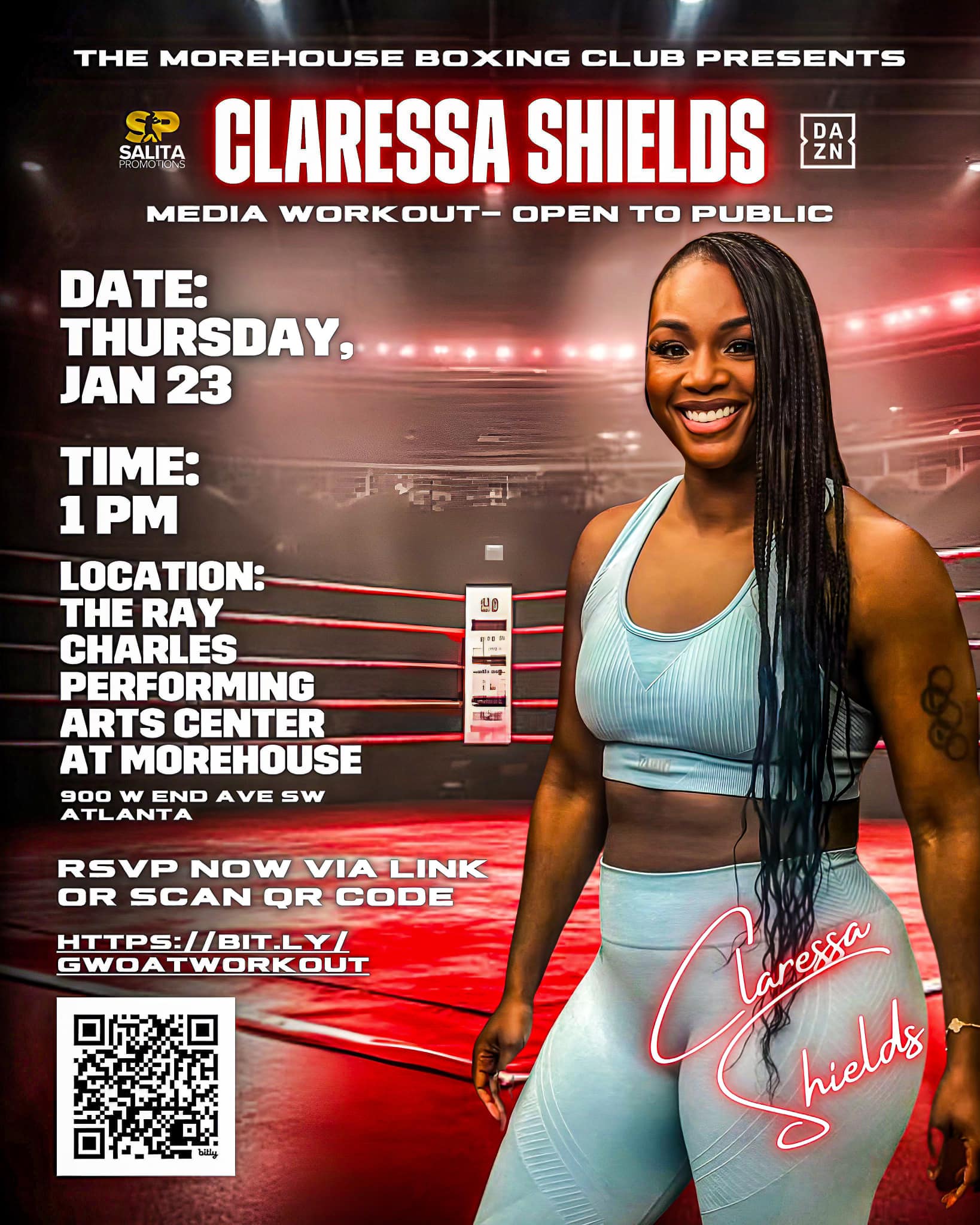 Flyer Graphic Claressa Shield Boxing Workout Media Day