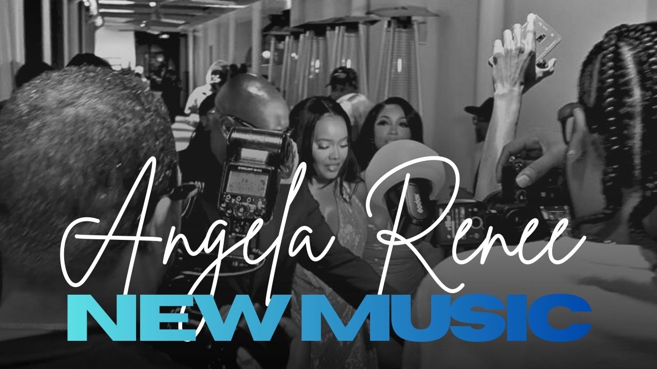 Angela Simmons walking down a hall in front of cameras